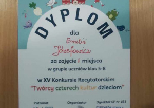 SUKCES W OGÓLNOŁÓDZKIM KONKURSIE RECYTATORSKIM